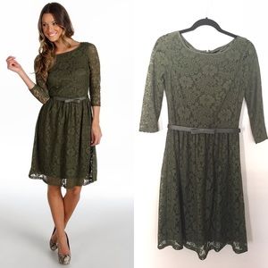 Dark Olive Green Lace Dress Size 4